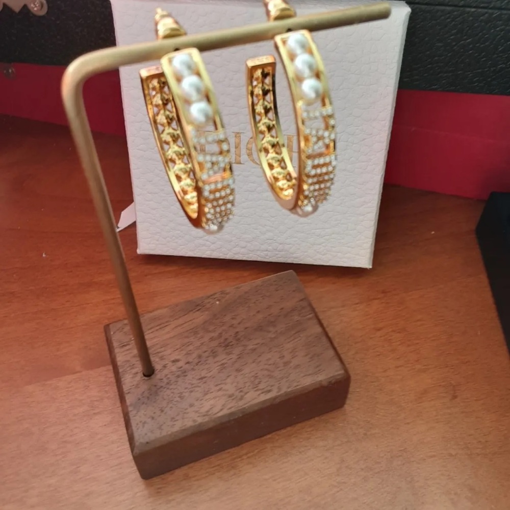 100% DIOR  Earrings   box & duster Hoop 1,7 inch